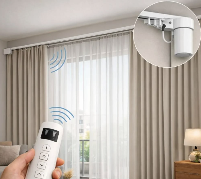 Automated smart track curtain system
