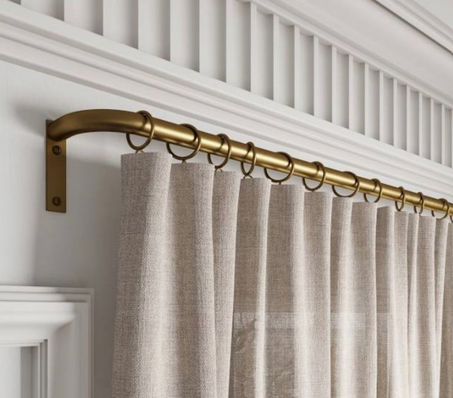 Brushed antique brass curtain rod