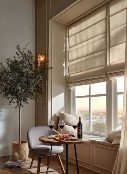 cascading roman shades