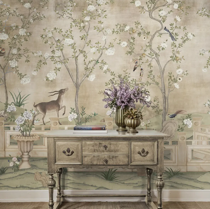 Art Deco Gold Line Wallpaper